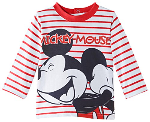 Disney Baby-Boys Mickey Mouse Striped T-Shirt, Red (True Red/Optic White Stripes), 23 Months