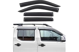 JHCHAN Deflectores de Viento para Nissan Navara D40 2006-2014 Doble Cabina 4X4, 4 Unidades, Ahumado Negro