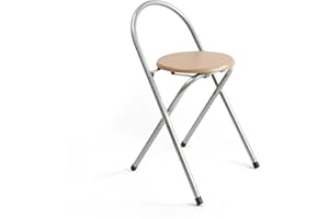 THE SECRET HOME Taburete Plegable con Respaldo - Sillas Plegable de Metal y Madera - Decoración para el Hogar - Ideales para Cocina (Alto. 69 cm x Largo. 39 cm - Madera Natural)