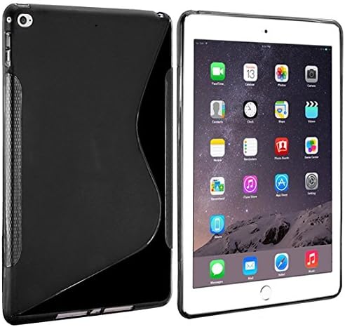 iPad Air 2 Case (iPad 6) - Wholetrade Simple personality S-Line TPU Case for Apple iPad Air 2 (iPad 6) 2014 Model Soft Gel Back Cover (Black)