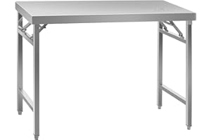 Royal Catering Stainless Steel Folding Work Table Portable Worktop Catering 70x120cm 215kg RCAT-120/70KE (Height 90.5cm, Height-Adjustable Feet 10mm, Foldable)