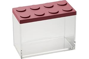 OMADA Design Contenitore mattoncino per alimenti rettangolare da 2L con coperchio impilabile e recipiente trasparente di alta qualità - Linea Brickstore