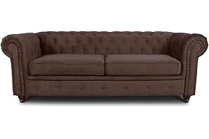 ‎SOFNET Sofa Chesterfield Asti 3-Sitzer, Couch 3-er, Glamour Design, Couchgarnitur, Sofagarnitur, Holzfüße, Polstersofa - Wohnzimmer (Braun (Capri 45))