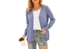 Yommay Kardigany dla kobiet z długim rękawem miękki podstawowy dekolt w serek zapinany na guziki lekka dzianina solidny elegancki sweter damski