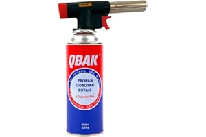 RevolutionLine - Pack Profesional de Soplete de Cocina: Cabezal y Cartucho de Gas de 227g | Llama Regulable | Ideal para Cocina, Hornillo, Camping | Encendido piezoeléctrico | Recarga de gas estándar