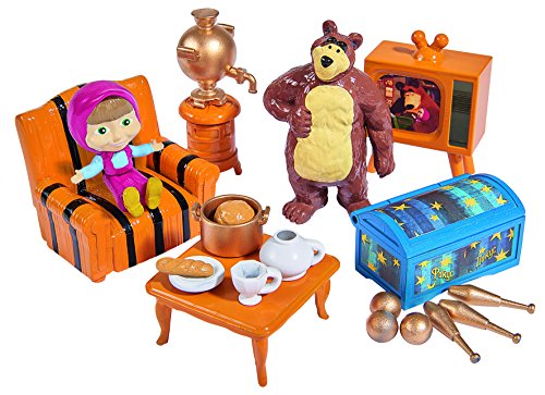 51fsBYsFwkL Simba - Masha et Michka – La Hutte de Michka - Pliable - 2 Figurines et 15 Accessoires - 109301632