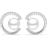 CLARA 925 Silver Zola Real Pearl Pendant Earrings Chain Necklace for Women | Gift for Girl Girlfriend Wife | Platinum Plated 