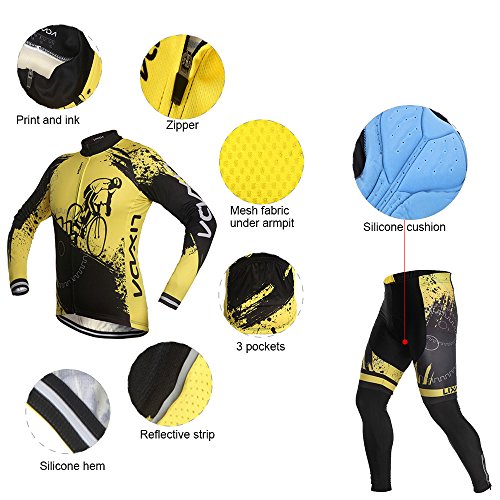 Lixada Atmungsaktive Langarm Radtrikot Set Gepolsterte Hosen Radsport Bekleidung - 3