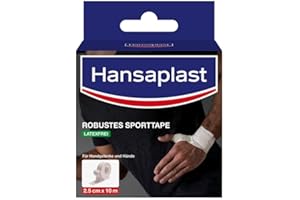 Hansaplast Wytrzymała taśma sportowa (2,5 cm x 10 m), mocno przyczepna taśma pomaga uniknąć urazów, nie zawiera lateksu, taśma sportowa zapewnia wsparcie stawów, biała