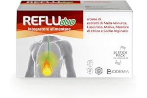 GPP BIODEMIA | Refluduo, Integratore Alimentare per Favorire la Funzione Digestiva, Estratti di Mela Annurca, Liquirizia, Malva, Mastice di Chios e Sodio Alginato, 20 Stick Pack Gusto Liquirizia