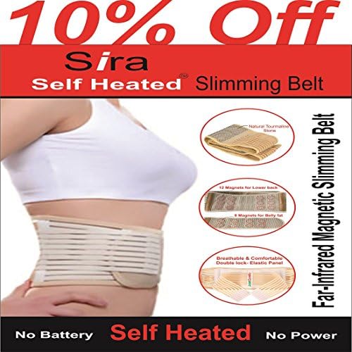 Sira Tourmaline Magnetic Slimming Belt, Belly Fat, Waist Belt, Self Heated Belt, Slim Belt, Lower Back Pain Belt, Lumbar Support Belt, Slimming Belt, Far Infrared Magnetic Belt, Slim Belt for Unisex (L, Beige)