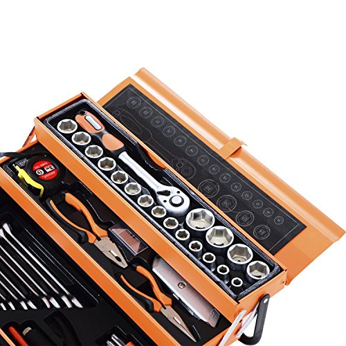 Homcom 85-tlg. Werkzeug Set Satz Steckschlüssel Kasten Kfz Werkzeugkoffer Knarrenkasten - 5