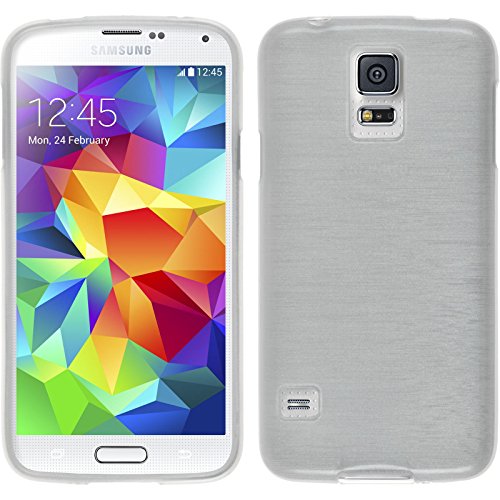PhoneNatic Funda de silicona para Samsung Galaxy S5 Neo - brushed blanco - Cover Cubierta   protector de pantalla