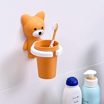 2 Porte-brosses à Dents Muraux Enfants - Forme Lapin Et Ours, Adhésif, Sans Perçage, Pour Salle De Bain