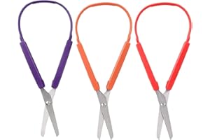 ‎QUESUC 3pcs Mini Schere Kinder Basteln Kindergarten Schule Kunstunterricht Therapieschere Ergotherapie elbst Öffnung Craft Schere Loop Griffe einfach greifen rechts & links rechtshändige Verwendung