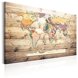 murando Pinboard World Map 90x60 cm/35,4x23,6" 1 Piece Cork Board & Canvas Print On Non-Woven Material XXL Memoboard Noticeboard Message Board Image Picture Home Decor Wall Map k-B-0009-p-b