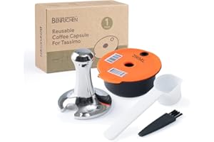 Benfuchen capsules de café réutilisables Pod 60/200/220ml Filtre à café rechargeable et Tamper pour machine Bosch Tas simo (200ML Capsule Pod & Tamper)