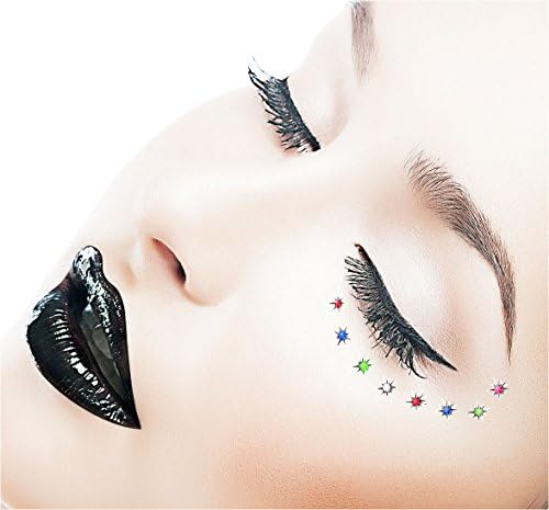Rainbow Pride Eye Face Crystal Tattoo Party Make Up Glitter Temporary Tattoo Kit No Mess Gift Wrapped Gems on Black Star Temporary Tattoo Sparkles by Addttoo