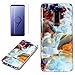Price comparison product image QFUN for Samsung Galaxy S9 Plus Marble Case with Screen Protector,Unique Pattern Design Skin Ultra Thin Slim Fit Soft Gel Silicone Case, Shockproof Anti-Scratch Protective Back Cover - Fire Cloud