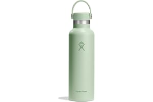 Hydro Flask Botella de Agua 621 ml 21 oz - Acero Inoxidable con Aislamiento al Vacío y Tapa a Prueba de Fugas y Revestimiento en Polvo - Standard Mouth - Aloe, 621ml (21oz)