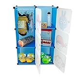 VENKON – Kinderzimmer Steckschrank DYI Steckregal System Regalschrank: 6-Module-Set, blau - 7