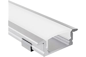 Alumino Anodowany profil aluminiowy LED, 150 cm, profil montażowy, osłona opalowa, do taśm LED 16 mm, kompatybilny z Philips Hue, 1,5 m, Ems