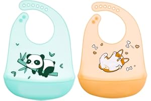 Bavoirs Bébé Bavoir Silicone Imperméable Bavette Recuperateur Souple Ajustable Enfant Waterproof Bavoir Repas