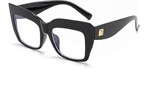 LJCZKA Occhiali Anti Luce Blu Donna Gatto Grandi, Montatura Occhiali da Vista Spessa Quadrati Grandi Occhiali Anti Eyestrain per Computer Gaming