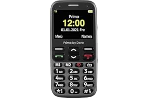 Primo 368 by Doro GSM Mobiltelefon mit froßem Farbdisplay, Fallsensor, Taschenlampe, FM-Radio, Kalender, inkl. Tischladestation, graphit, 360084