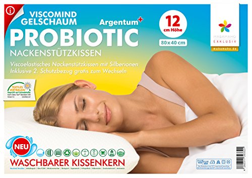 50%-Aktion: 80x40cm 12cm Hoch – Probiotic Argentum+ Orthopädisches Nackenstützkissen aus viscoelastischem Gelschaum, mit Silberionen, inkl. zweiten äußeren Schutzbezug - 5