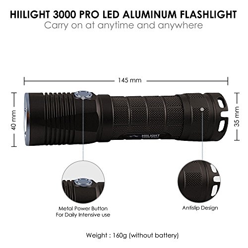 HIILIGHT LED Taschenlampe 3000 Pro – Taktische Outdoor XM-L2 Flashlight Mit Akku Set - 4