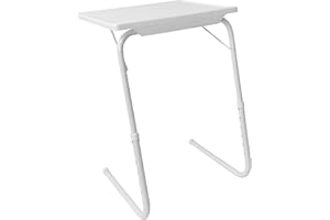 TABLE BUDDY | Adjustable multi position portable folding table mate for dining, workstation, bed tray, work, watch tv, study, outdoor and office furniture (White)