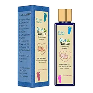 Blue Nectar Ayurvedic Baby Massage Oil with Organic Ghee, Almond Oil & Vitamin E for Healthy Babies (100ml)