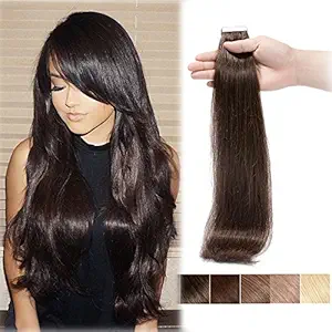 Dark Brown Tape In Human Hair Extensions Double Sided Tapes Professional Seamless Skin Weft Long Straight Remy Hair 20pcs+10pcs Free Tapes(18inch #2 50g)