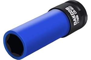 DAKCOS nasadki udarowe 17mm klucz nasadowy 1/2", nasadki z plastikową tuleją, CR-MO, do wymiany felg aluminiowych, długość: 85mm