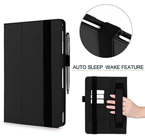 Galaxy Tab S2 9.7 Hülle,Samsung Galaxy Tab S2,Fyy® [Super Functional Series] Hochwertige Kunstleder Hülle mit elastitcher Handschlaufe und Halterungen für Karten, Notizen für Samsung Galaxy Tab S2 9.7 Zoll,Schwarz (mit automatischer Schlaf/ Weck-Funktion) - 7