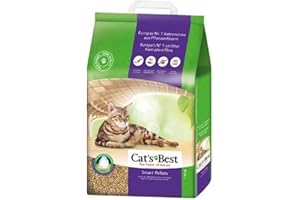 Cat'S Best Arena para Gatos Aglomerante Smart Pellets, Tierra para Gatos de hasta 7 Semanas de Uso, Lecho para Gatos Natural Absorbente, 10 kg (Paquete de 1)