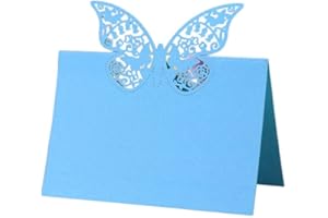 GIVBRO Table Place Card Butterfly Hollow Tent Card Name Table Cards for Party Decoration Metting Wedding Supplies Blue, 10 Pcs