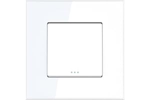 PULSAR Wechselschalter Unterputz Glas Weiß 1 Fach, Lichtschalter 86x86mm Moderner Schalter Wandlichtschalter Wippschalter Wechsel Schalter Einzeln