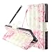 Produktbild Fraelc Sony Xperia XZ UltraSlim Leder Flip Wallet Hülle in Book Style Klapphülle Case mit Karteneinschub, Standfunktion und Magnetverschluß Schutzhülle für Sony Xperia XZ / XZs im Rosa Sakura Design