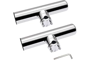 KAOLALI Bootsrutenhalter, Edelstahl, Angelrutenhalter für Boote, Yacht, 360 Grad verstellbar, geeignet für Schienen von 22 mm bis 26 mm (2 Stück)