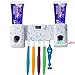 Produktbild HRRH Zahnbürstenhalter mit Doppelkombination Automatischer Zahnpastaspender Zahnpastahalter mit elektronischer Uhr 5 Zahnbürstenrillen, Super 3M Stickers Pad