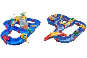 AquaPlay MountainLake - 70 delar, 126x88 cm, Från 3 år & AquaPlay MegaBridge - 35 delar Inklusive 1 Transportbåt med Två Containrar, 105x120 cm, Från 3 år