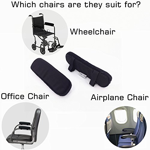 Cosy Zone Ellenbogen-Kissen – Ged?chtnis-Schaum-Armlehnen-Büro-Computer-Arm-Stuhl-Auflagen-Abdeckungen, Winkelstück-Schmerz-Entlastung (2 Stück-Satz), Standardgr??e 10 „* 3“ * 1 „(25.4×7.5×2.54cm)für Büro-Stuhl, WheelChair (Klein) - 4