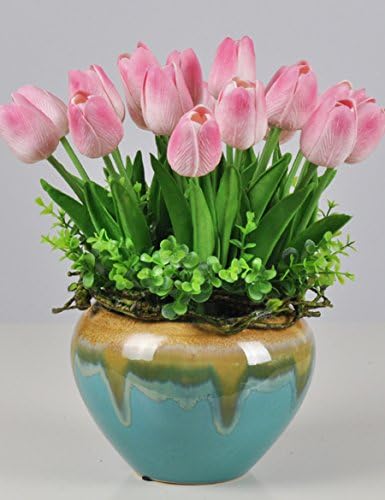 Fake flowers Decoration Fake Flowers Tulip Chinese Style Living Room Restaurant Decorative Flowers Decoration Set Potted Plants Silk Flower Mother's Day gift (Color : #1)