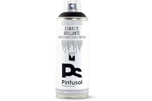 PINTUSOL Esmalte Brillante Antióxido Negro en Spray, Acabado Brillo, Resistencia UV Alta Opacidad, Directo Sobre Óxido Hierro Metal, Fácil Aplicación, Pintura Profesional Negra Espray 400ml