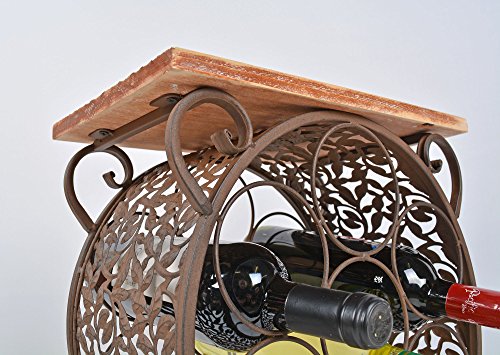 kleines Antik Eisen Weinregal + Holz Flaschenboard Shabby Vintage Look Schrank - 6