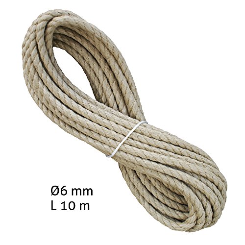 Liros Historic Seil ø 6 mm, 10 m lang, 3-schäftig gedreht, Hanfseil bzw. Naturseil Optik, jedoch mit besseren Eigenschaften