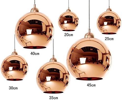 Dst Mordern Copper Glass Mirror Ceiling Chandelier Lights , Kithen Dining Island Pendant Light for Living Room Bedroom Study Room Size, Diamater 30cm (1 pcs)