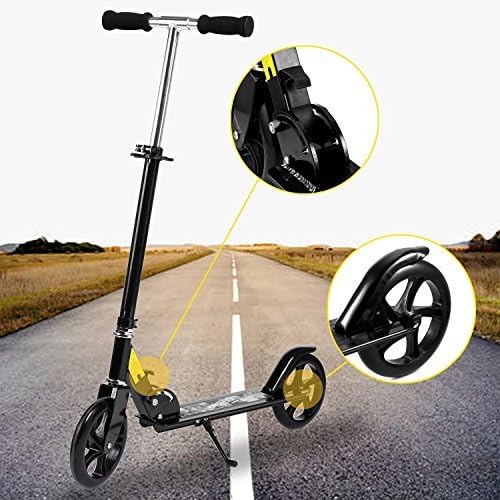 Oldhorse Scooter Children's Scooter Children's Scooter City Scooter Big Wheel Scooter Kick Scooter for Children and Adults Foldable Height Adjustable 2 Wheels (Bearings), black